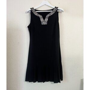 White House Black Market Womens Sleeveless Pleated Hem Mini Dress Medium Beaded
